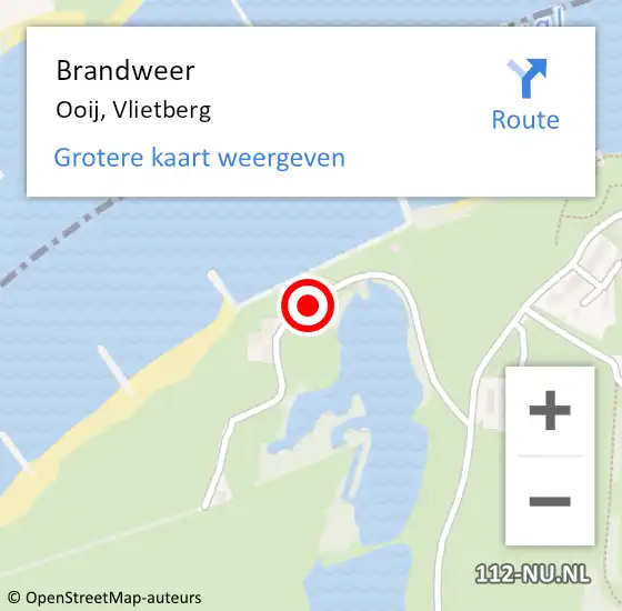 Locatie op kaart van de 112 melding: Brandweer Ooij, Vlietberg op 13 november 2019 18:07