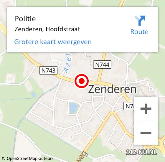 Locatie op kaart van de 112 melding: Politie Zenderen, Hoofdstraat op 13 november 2019 18:08