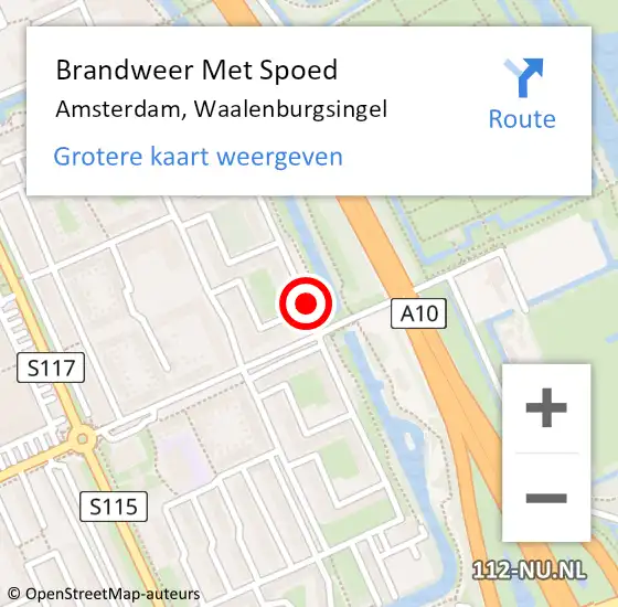Locatie op kaart van de 112 melding: Brandweer Met Spoed Naar Amsterdam, Waalenburgsingel op 13 november 2019 18:37