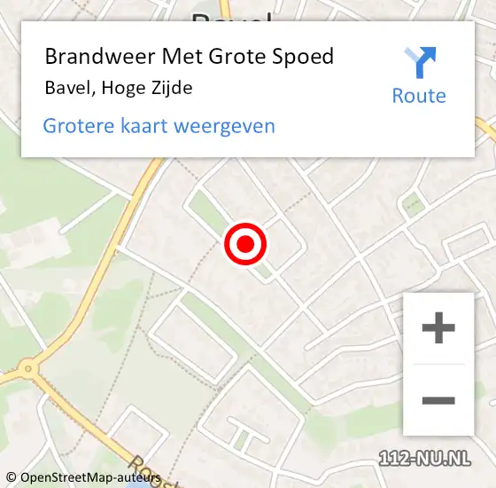 Locatie op kaart van de 112 melding: Brandweer Met Grote Spoed Naar Bavel, Hoge Zijde op 13 november 2019 18:57