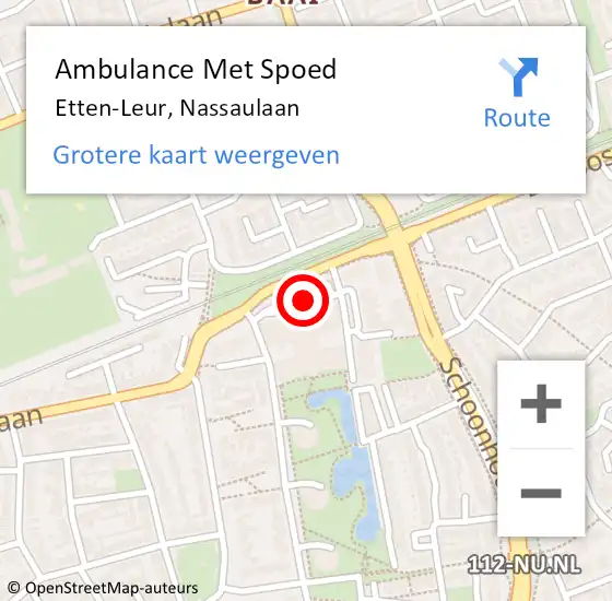 Locatie op kaart van de 112 melding: Ambulance Met Spoed Naar Etten-Leur, Nassaulaan op 13 november 2019 19:02