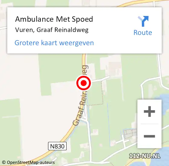 Locatie op kaart van de 112 melding: Ambulance Met Spoed Naar Vuren, Graaf Reinaldweg op 13 november 2019 19:13
