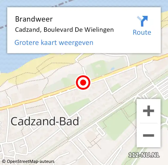 Locatie op kaart van de 112 melding: Brandweer Cadzand, Boulevard De Wielingen op 13 november 2019 19:30