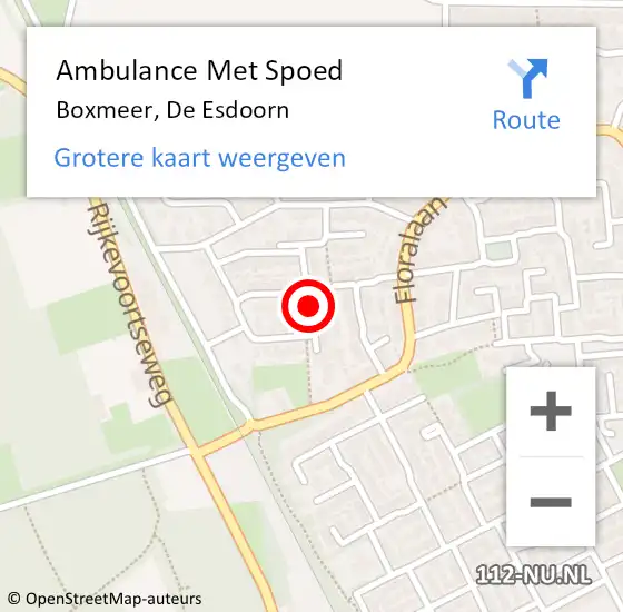 Locatie op kaart van de 112 melding: Ambulance Met Spoed Naar Boxmeer, De Esdoorn op 13 november 2019 19:39