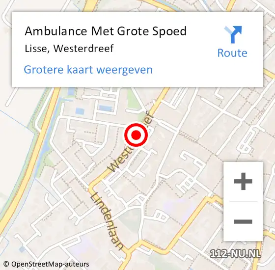 Locatie op kaart van de 112 melding: Ambulance Met Grote Spoed Naar Lisse, Westerdreef op 13 november 2019 19:51
