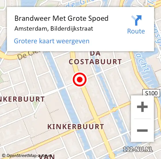 Locatie op kaart van de 112 melding: Brandweer Met Grote Spoed Naar Amsterdam, Bilderdijkstraat op 13 november 2019 20:00