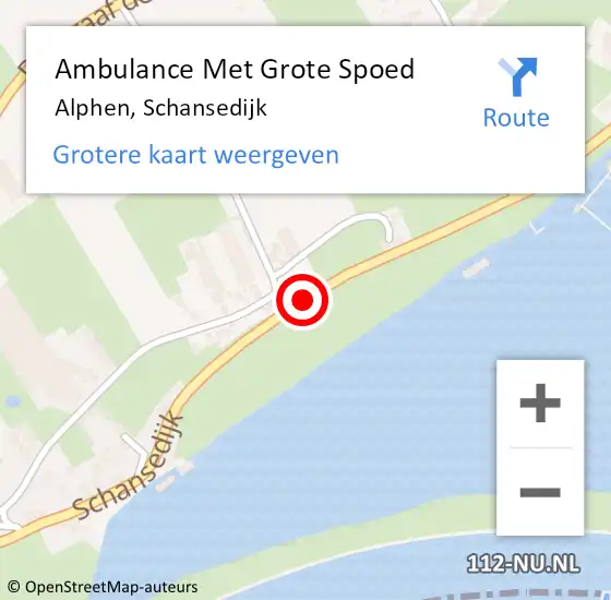 Locatie op kaart van de 112 melding: Ambulance Met Grote Spoed Naar Alphen, Schansedijk op 13 november 2019 20:31
