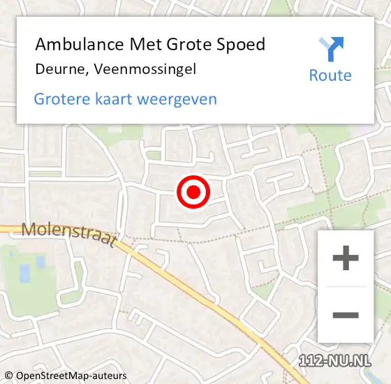 Locatie op kaart van de 112 melding: Ambulance Met Grote Spoed Naar Deurne, Veenmossingel op 13 november 2019 20:38