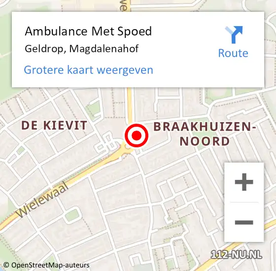 Locatie op kaart van de 112 melding: Ambulance Met Spoed Naar Geldrop, Magdalenahof op 13 november 2019 20:48