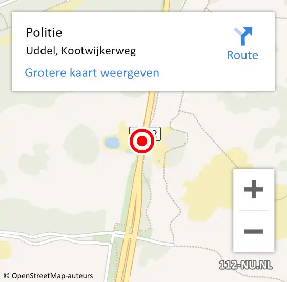 Locatie op kaart van de 112 melding: Politie Uddel, Kootwijkerweg op 13 november 2019 21:38