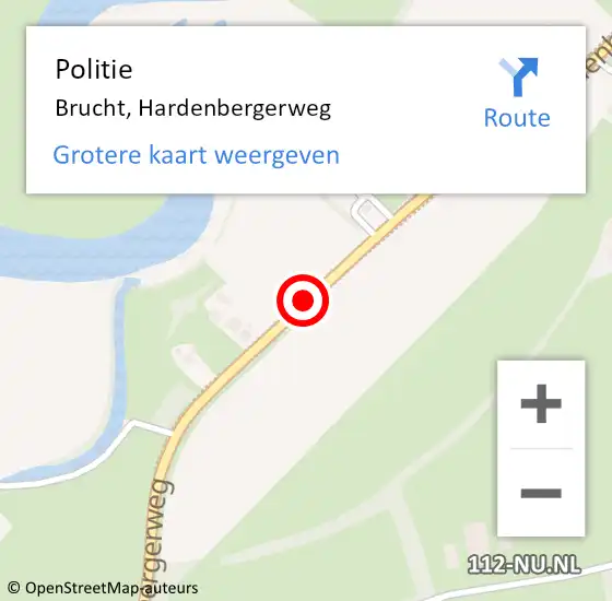 Locatie op kaart van de 112 melding: Politie Brucht, Hardenbergerweg op 13 november 2019 22:02