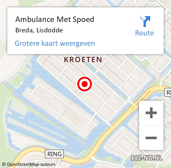 Locatie op kaart van de 112 melding: Ambulance Met Spoed Naar Breda, Lisdodde op 13 november 2019 22:14