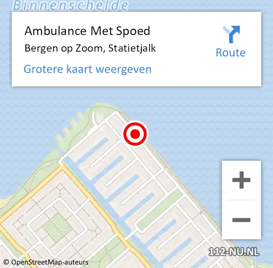 Locatie op kaart van de 112 melding: Ambulance Met Spoed Naar Bergen op Zoom, Statietjalk op 13 november 2019 23:05