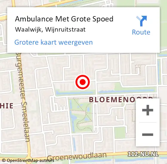 Locatie op kaart van de 112 melding: Ambulance Met Grote Spoed Naar Waalwijk, Wijnruitstraat op 14 november 2019 00:22