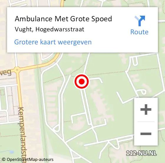 Locatie op kaart van de 112 melding: Ambulance Met Grote Spoed Naar Vught, Hogedwarsstraat op 14 november 2019 01:05
