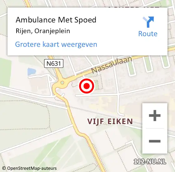 Locatie op kaart van de 112 melding: Ambulance Met Spoed Naar Rijen, Oranjeplein op 14 november 2019 02:26