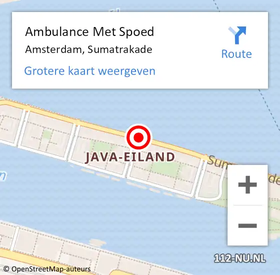 Locatie op kaart van de 112 melding: Ambulance Met Spoed Naar Amsterdam, Sumatrakade op 14 november 2019 04:24
