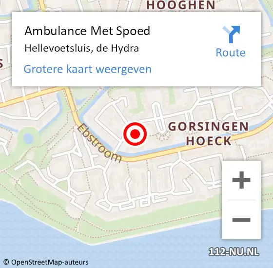 Locatie op kaart van de 112 melding: Ambulance Met Spoed Naar Hellevoetsluis, de Hydra op 14 november 2019 06:33