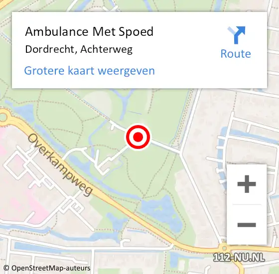 Locatie op kaart van de 112 melding: Ambulance Met Spoed Naar Dordrecht, Achterweg op 14 november 2019 07:24