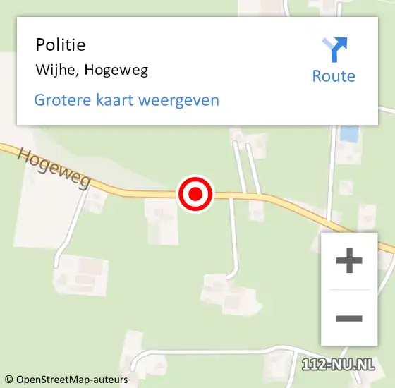 Locatie op kaart van de 112 melding: Politie Wijhe, Hogeweg op 14 november 2019 07:54