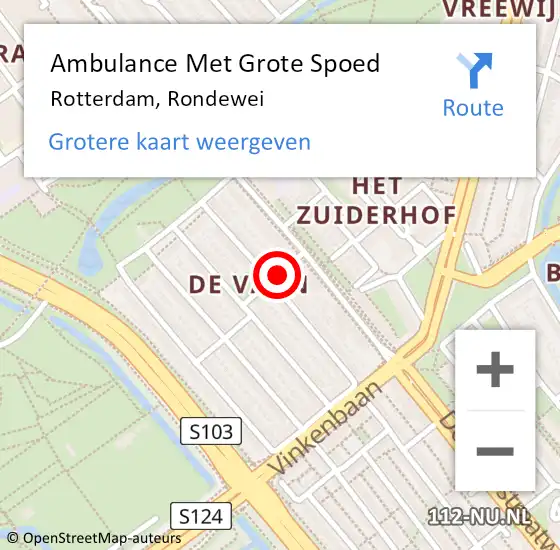 Locatie op kaart van de 112 melding: Ambulance Met Grote Spoed Naar Rotterdam, Rondewei op 14 november 2019 08:57
