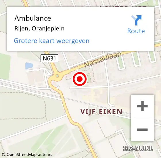 Locatie op kaart van de 112 melding: Ambulance Rijen, Oranjeplein op 14 november 2019 09:01