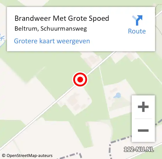 Locatie op kaart van de 112 melding: Brandweer Met Grote Spoed Naar Beltrum, Schuurmansweg op 14 november 2019 09:39