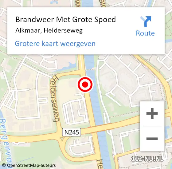 Locatie op kaart van de 112 melding: Brandweer Met Grote Spoed Naar Alkmaar, Helderseweg op 14 november 2019 11:57