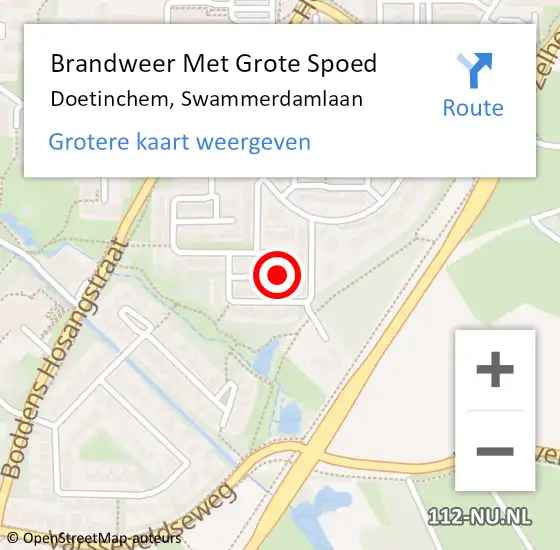 Locatie op kaart van de 112 melding: Brandweer Met Grote Spoed Naar Doetinchem, Swammerdamlaan op 14 november 2019 11:59