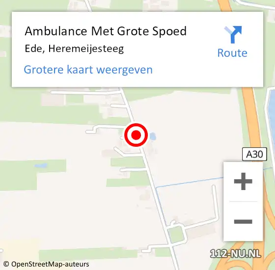 Locatie op kaart van de 112 melding: Ambulance Met Grote Spoed Naar Ede, Heremeijesteeg op 14 november 2019 13:09