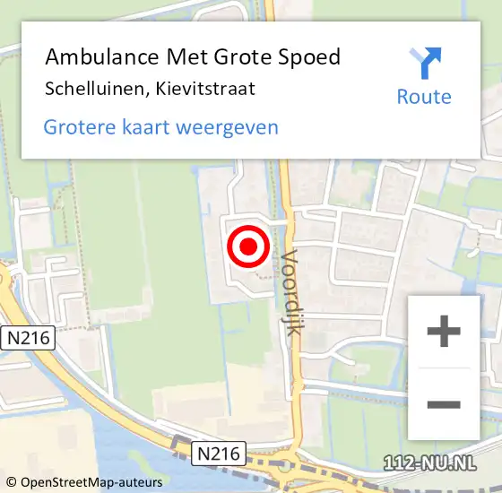 Locatie op kaart van de 112 melding: Ambulance Met Grote Spoed Naar Schelluinen, Kievitstraat op 14 november 2019 13:46