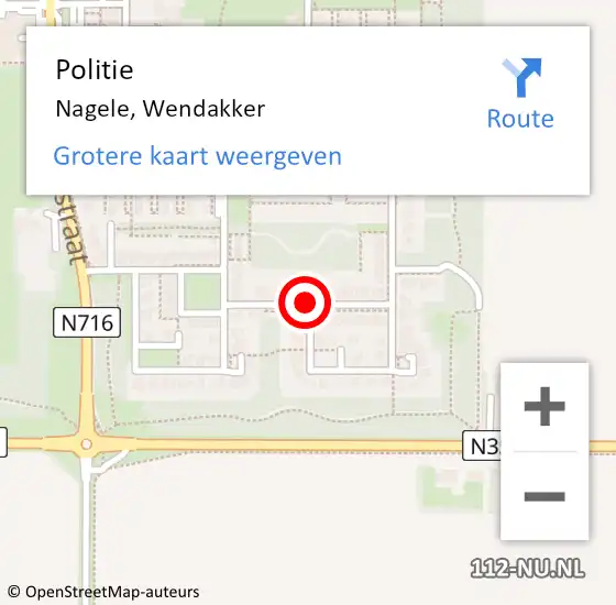 Locatie op kaart van de 112 melding: Politie Nagele, Wendakker op 14 november 2019 14:17