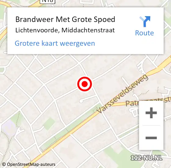 Locatie op kaart van de 112 melding: Brandweer Met Grote Spoed Naar Lichtenvoorde, Middachtenstraat op 14 november 2019 14:37