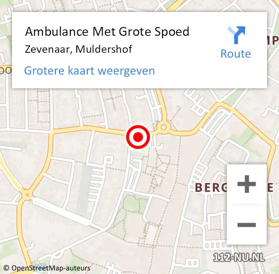 Locatie op kaart van de 112 melding: Ambulance Met Grote Spoed Naar Zevenaar, Muldershof op 14 november 2019 14:46