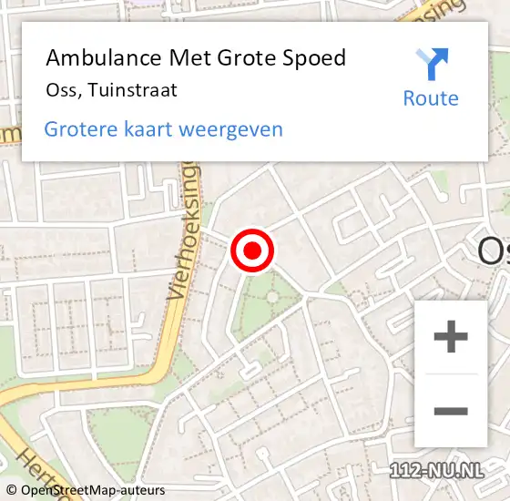 Locatie op kaart van de 112 melding: Ambulance Met Grote Spoed Naar Oss, Tuinstraat op 14 november 2019 15:39