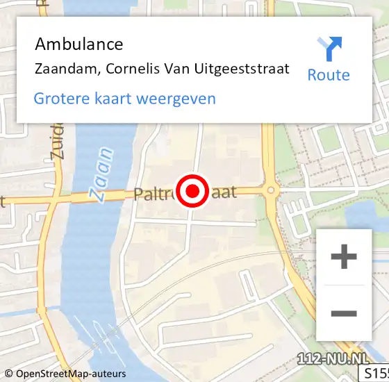 Locatie op kaart van de 112 melding: Ambulance Zaandam, Cornelis Van Uitgeeststraat op 14 november 2019 15:55