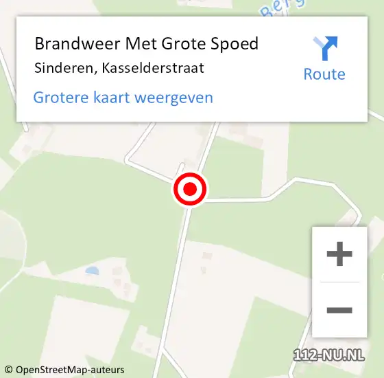 Locatie op kaart van de 112 melding: Brandweer Met Grote Spoed Naar Sinderen, Kasselderstraat op 14 november 2019 15:55