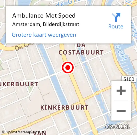 Locatie op kaart van de 112 melding: Ambulance Met Spoed Naar Amsterdam, Bilderdijkstraat op 14 november 2019 16:06