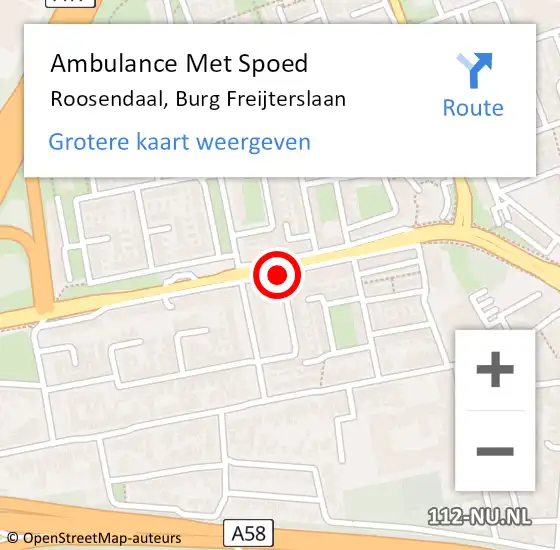 Locatie op kaart van de 112 melding: Ambulance Met Spoed Naar Roosendaal, Burg Freijterslaan op 14 november 2019 16:17