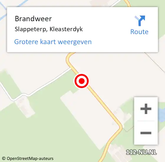 Locatie op kaart van de 112 melding: Brandweer Slappeterp, Kleasterdyk op 29 september 2013 11:31