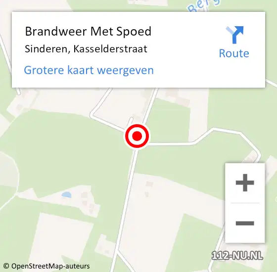 Locatie op kaart van de 112 melding: Brandweer Met Spoed Naar Sinderen, Kasselderstraat op 14 november 2019 17:08