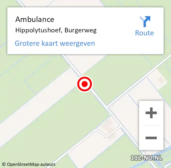 Locatie op kaart van de 112 melding: Ambulance Hippolytushoef, Burgerweg op 14 november 2019 17:47