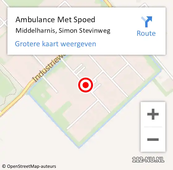 Locatie op kaart van de 112 melding: Ambulance Met Spoed Naar Middelharnis, Simon Stevinweg op 14 november 2019 18:24