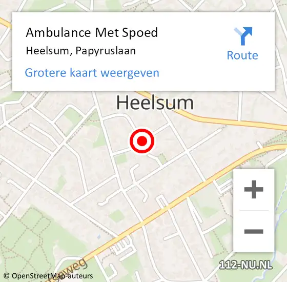 Locatie op kaart van de 112 melding: Ambulance Met Spoed Naar Heelsum, Papyruslaan op 14 november 2019 18:28