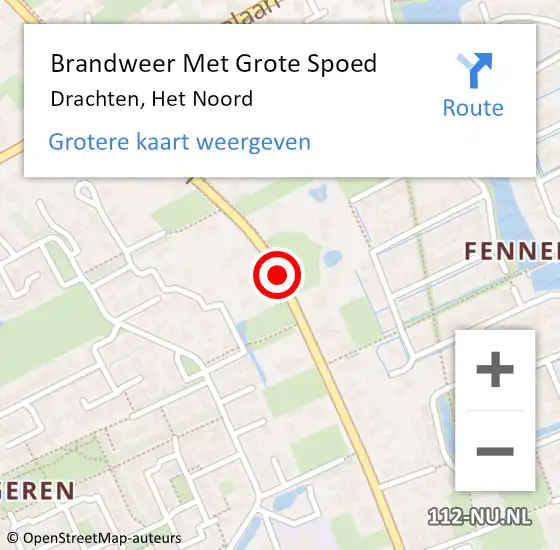 Locatie op kaart van de 112 melding: Brandweer Met Grote Spoed Naar Drachten, Het Noord op 14 november 2019 19:03