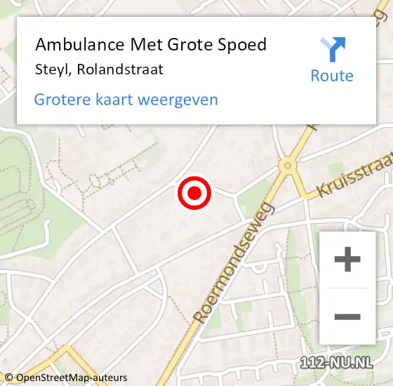 Locatie op kaart van de 112 melding: Ambulance Met Grote Spoed Naar Steyl, Rolandstraat op 19 april 2014 19:51