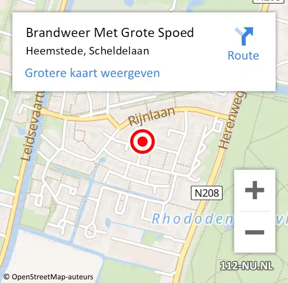 Locatie op kaart van de 112 melding: Brandweer Met Grote Spoed Naar Heemstede, Scheldelaan op 14 november 2019 20:27