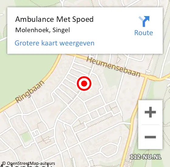 Locatie op kaart van de 112 melding: Ambulance Met Spoed Naar Molenhoek, Singel op 14 november 2019 21:21
