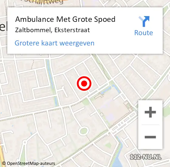 Locatie op kaart van de 112 melding: Ambulance Met Grote Spoed Naar Zaltbommel, Eksterstraat op 14 november 2019 22:25