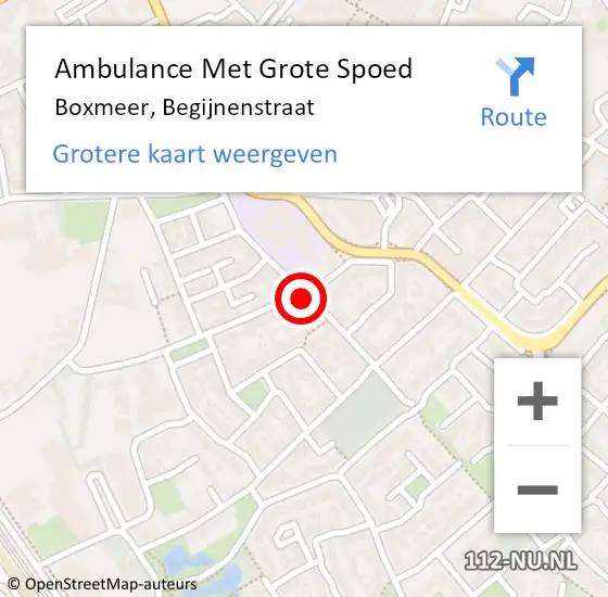 Locatie op kaart van de 112 melding: Ambulance Met Grote Spoed Naar Boxmeer, Begijnenstraat op 15 november 2019 00:17
